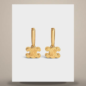 Celine Chunky Triomphe Earrings - Gold Finish Brass B10E94V03.35OR 158505766 [P]