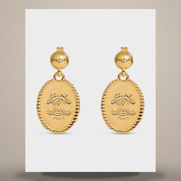 Celine Triomphe Medal Earring - Gold Finish Brass B10EL4V17.35OR 158505768 [P]
