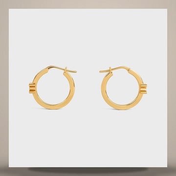 Celine Triomphe Hoop - Enamel & Gold Finish Brass Gold / Ivory 461NK6BRE.01GI 158505778 [P]