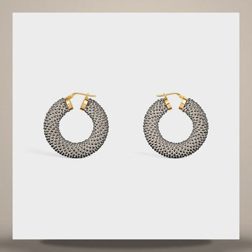 CELINE Défilé Bold Hoop - Glasperlen & goldfarbener Messing Schwarz / Gold B109Z3Q19.38DK 158505779 [P]