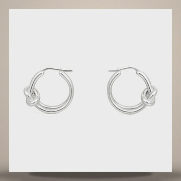 Celine Note Double Hoop - Rhodium Finish Brass Silver Earrings 461FX6BRA.36SI 158505782 [P]
