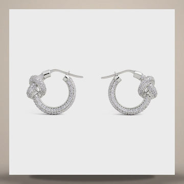 Celine Note Sparkle Hoop - Strass & Rhodium Finish Brass Silver 461PO6BCZ.36SI 158505786 [P]