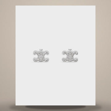 Celine Rhinestone Studs - Strass & Rhodium Finish Brass Silver 461EZ6BZI.36SI 158505791 [P]