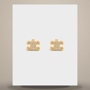 Celine Triomphe Rhinestone Studs - Strass & Gold Finish Brass 461EZ6BZI.35OR 158505793 [P]