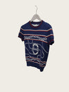 Hermes Navy Canoe Sandal Knit Sweater Short Sleeve 158505872 [P]