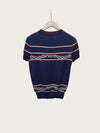 Hermes Navy Canoe Sandal Knit Sweater Short Sleeve 158505872 [P]
