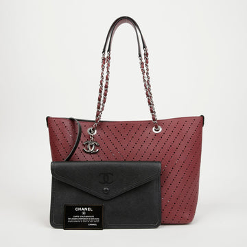 CHANEL Perforated Chevron Shopper Shoulder Bag 158334796 [P]