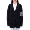 THOM BROWNE Merinowolle gestreifter V-Ausschnitt Cardigan 158505956 [P]