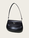 PRADA Schwarze gebürstete Leder Cleo Flap Schultertasche 158505962 [P]