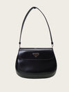 PRADA Schwarze gebürstete Leder Cleo Flap Schultertasche 158505962 [P]