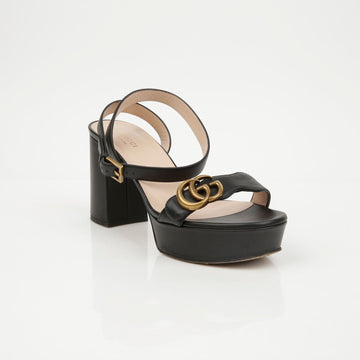 GUCCI Leder Mid Heels Damen Sandalen Schwarz 158394865 [P]