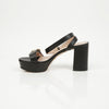 Gucci GG Marmont Leather Mid Heels Women's Sandals Black 158394865 [P]