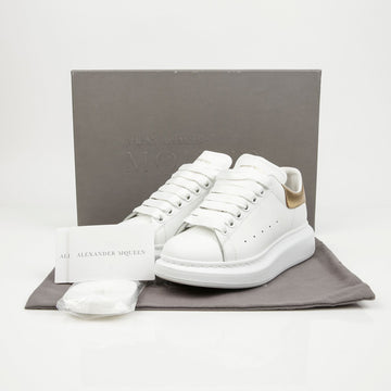 ALEXANDER MCQUEEN オーバーソール レザー スニーカー ホワイト ゴールドタブ 158396674 [P]