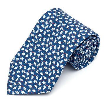 SALVATORE FERRAGAMO 象柄シルクタイ 35-0401-02 BLUE 739711 157855658 [P]