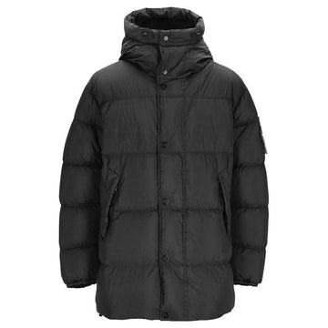 STONE ISLAND Stone 25FW Wappen Garment Dyed Crinkle Laps Hoodie Padded Jacket Schwarz 4100012 S0A23 V0029 144144220 [P]