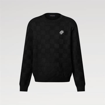 Louis Vuitton Embellished Wool Damier Pullover 1AHCO2 / Men's Long Sleeve T-Shirt 158509732 [P]