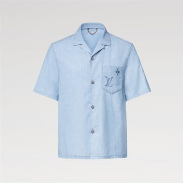 LOUIS VUITTON 刺繍シグネチャーシャンブレーショートスリーブシャツ 1AK79C 158509825 [P]
