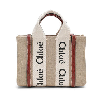 Chloe Woody Mini Tote Bag White Brown CHC22AP237I26 90U 150479023 [P]