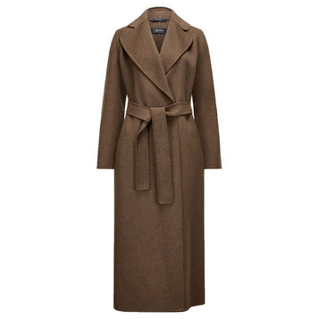 MAXMARA POLDO ウール ドレープ ラップ コート ブラウン 2529016043 078 149268382 [P]