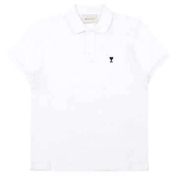AMI Men's Small Heart Logo Cotton PK Short Sleeve (White) HPL411 760 100 156040435 [P]