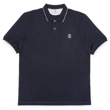 Brunello Cucinelli Men's Logo Color Block Polo Short Sleeve (Navy) M0B139779G CK781 153186198 [P]