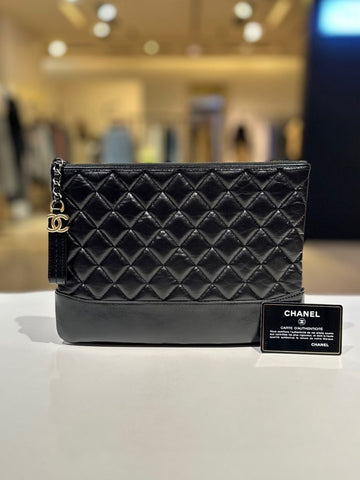 CHANEL Gabrielle New Medium Gold Clutch Bag 28 Series A84287 158516299 [P]