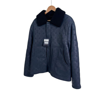Louis Vuitton Men's Monogram Embossed Shearling Leather Mustang Jacket Navy 54 158520196 [P]