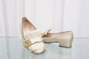 Gucci Metallic Leather Platinum Low Heel Shoes 453480 158520583 [P]