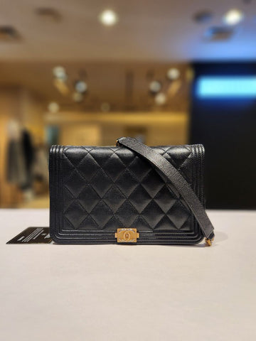 CHANEL Caviar Gold Chain WOC Crossbody Bag AP1117 158522246 [P]