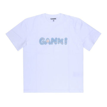 Ganni Short Sleeve Crochet Logo Embroidered Women's T-Shirt 157223357 [P]