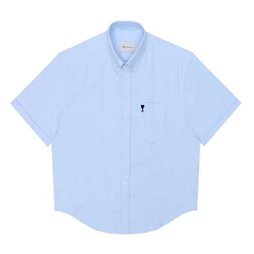 AMI Shirt with Small Heart Logo in Oxford Fabric - Boxy Fit 154693362 [P]