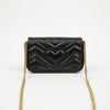 Gucci GG Marmont Matelassé Supermini Shoulder Bag Black Gold 158500846 [P]
