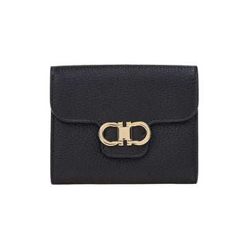 Salvatore Ferragamo 22 0961 NERO FLAME RED Compact Wallet 158527961 [P]