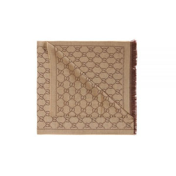 Gucci GG Jacquard Two-Tone Wool Scarf Beige Brown 133483 3G200 2764 158527226 [P]