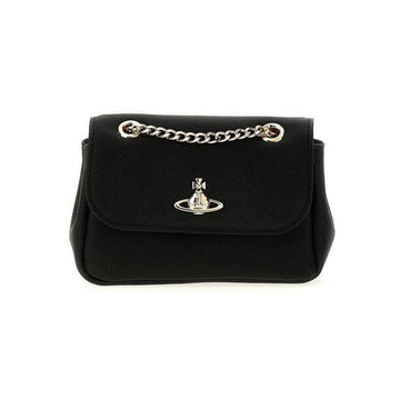 Vivienne Westwood 25FW ORB Gold Logo Small Pulse Chain Shoulder Bag Black 5C01000BW S0021 N402 150834868 [P]