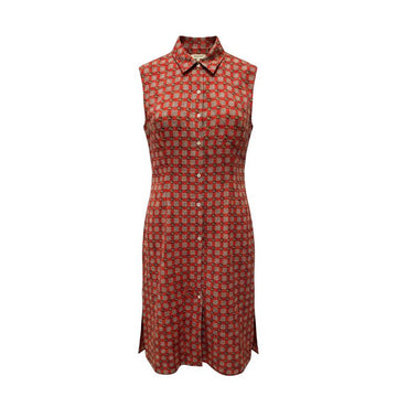 Burberry Coral Red Checked Sleeveless Dress 77 158531282 [P]