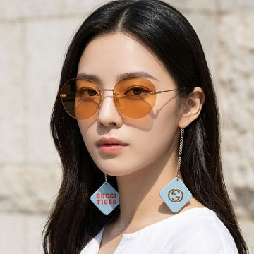 GUCCI Sonnenbrille GG1149S 007 mit Luxus-Kettenverzierung rund 62831692 [P]