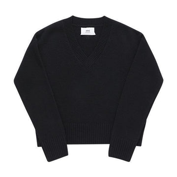 AMI Dqueu Tonal Heart Logo V-Neck Unisex Knit UKS234 KN0028 001 144592085 [P]