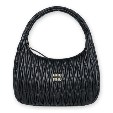Miu Miu Matera textured leather shoulder bag (black) 5BC170 AN88 F0002 126820497 [P]