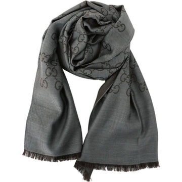 Gucci Jacquard GG Wool Silk Two-Tone Scarf Gray 148609940 [P]