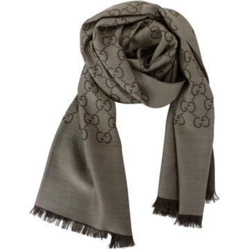 GUCCI Jacquard GG Woll-Seiden-Zweifarbiger Schal Brau 148609942 [P]