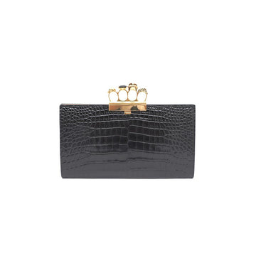 ALEXANDER MCQUEEN Clutch Tasche mit goldfarbigen Griffen im Krokodilmuster kk54206533 158538269 [P]