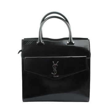 SAINT LAURENT Schwarze Lackleder-Tote mit Echsenmuster 158539570 [P]
