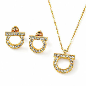 SALVATORE FERRAGAMO クリスタルイヤリング＆ネックレスセット 157204045 [P]