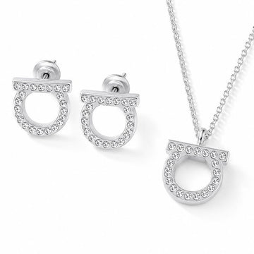 SALVATORE FERRAGAMO Ohrringe und Halskette Set 76-0122, 76-0132 SILBER 157204041 [P]