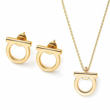 Salvatore Ferragamo Gancini Earring & Necklace Set 76-0119, 76-0133 157204037 [P]