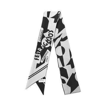 Salvatore Ferragamo Scarf Logo Print Twilly Silk Women Scarf 152780538 [P]