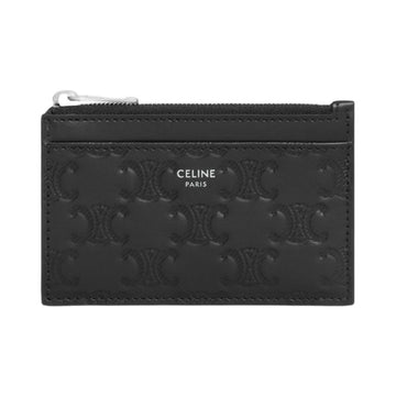 Celine 26FW Triumph Embossed Zipper Card Holder Black 10F993FQD 38SI 158542184 [P]