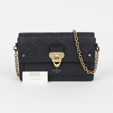 Louis Vuitton Leather Chain Wallet Crossbody Bag Black 158379280 [P]