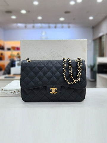 CHANEL Klassische Caviar Goldene Große Schultertasche A58600 158542208 [P]